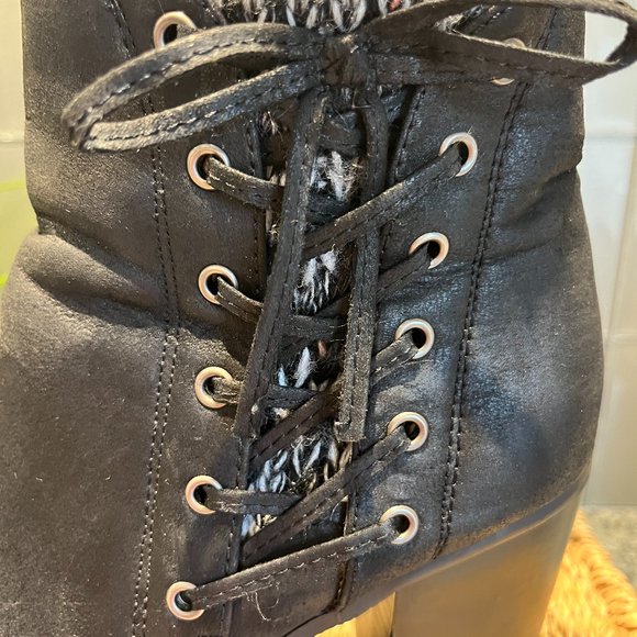 RAMPAGE Ankle Boot Sz 9 1/2M Zip Up w/Faux Side Laces Black 3" Heel - Picture 7 of 12